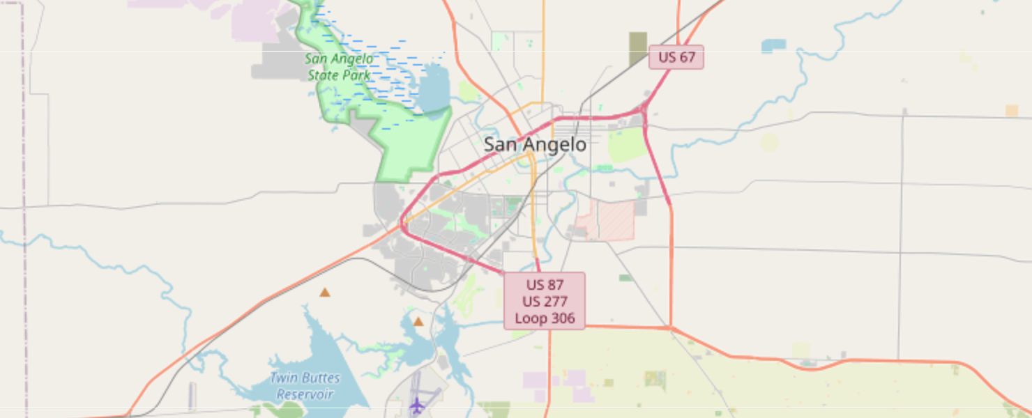 Map of San Angelo and the Concho Valley